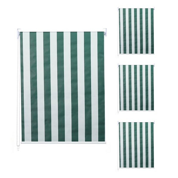 Mendler 4er-Set Rollo HWC-D52, Fensterrollo Seitenzugrollo Jalousie, 100x160cm Sonnenschutz blickdicht, grün/weiß, 4x63346