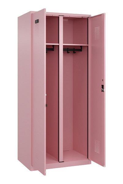 C+P Schwarz-Weiß-Spind Evolo PLUS, 2 Abteile, 1850x800x500mm, 3015/3015, Zylinderschloss, 049002-22 S10051