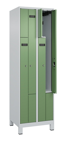 C+P Z-Spind Evolo PLUS, Füße, 4 Fächer, 1950x600x500mm, 7035/6011, Zylinderschloss, 049013-204 S10038