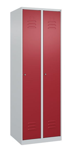 C+P Umkleidespind Classic PLUS mit Mitteltrennwand, 2 Abteile, 1850x600x500mm, 7035/3003, Zylinderschlösser, 080000-20F S10020