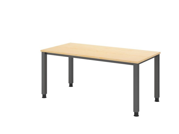 Hammerbacher Schreibtisch QS16, 160 x 80 cm, Platte: Ahorn, 25 mm dick, 4-Fuß-Gestell in Graphit (ähnlich RAL 7012), Arbeitshöhe 68-83,5 cm, VQS16/3/G