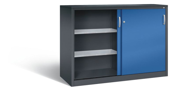 C+P Schiebetürenschrank Acurado, H1200xB1600xT600mm, Farbe: Schwarzgrau / Enzianblau, Bügelgriff, 2167-09 S10017