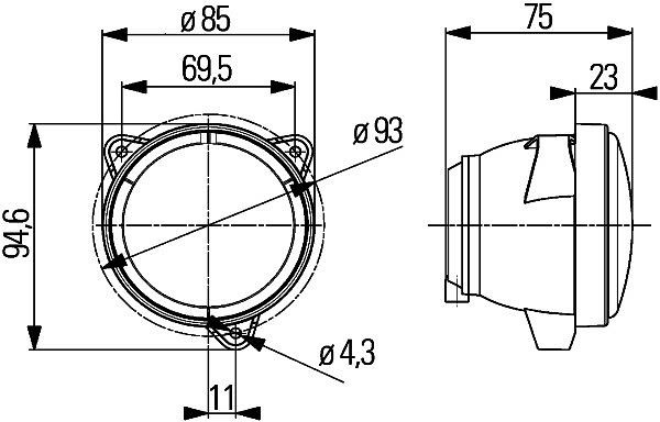HELLA Halogen-Arbeitsscheinwerfer, Modul 70 Gen. III, 24V, 1150lm, Einbau/Schraubanschluss, Nahfeldausleuchtung, 1G0 996 276-767