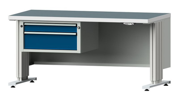 ANKE Werkbänke Arbeitstisch LIFT mit Unterbau, Modell 501 VL, 1500 x 800 x 740-1140 mm, RAL 7035/5010, UBP 40 mm, 405.212