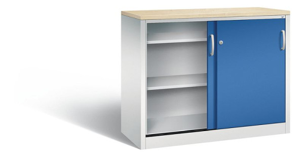 C+P Sideboard mit Schiebetüren Acurado, H1000xB1200xT500mm, Farbe: Lichtgrau / Enzianblau, Bügelgriff, 2056-00 S10161