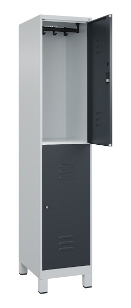 C+P Doppelstock-Spind Classic PLUS, Füße, 1 Abteil, 1950x400x500mm, 7035/7016, 080310-12 S10023