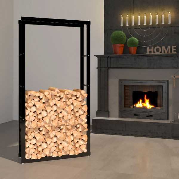 Metra Kaminholzregal für Innen und Außen, Metall Brennholzregal außen 80x25x150 cm, 10905