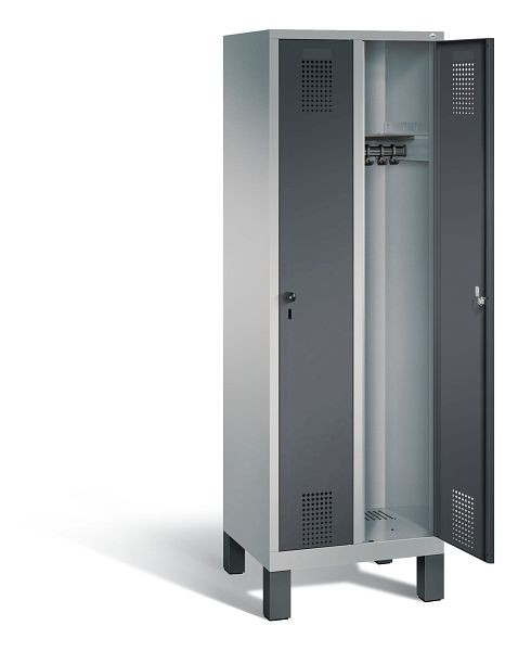 C+P Garderobenschrank Evolo, H1850xB610xT500mm, Farbe: Weißaluminium / Anthrazitgrau, 48010-20 S10425