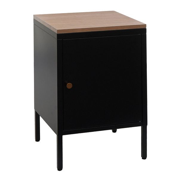 Mendler Nachttisch HWC-L84, Nachtschrank Kommode Beistelltisch Schrank, Metall 63x40x40cm, Melaminbeschichtet, schwarz, 101923
