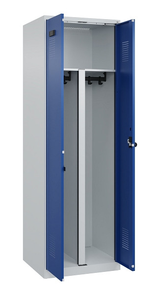 C+P PSA Schwarz-Weiß-Spind Evolo PLUS, 2 Abteile, 1850x600x500mm, 7035/5010, Drehriegel, 049002-20P S10006