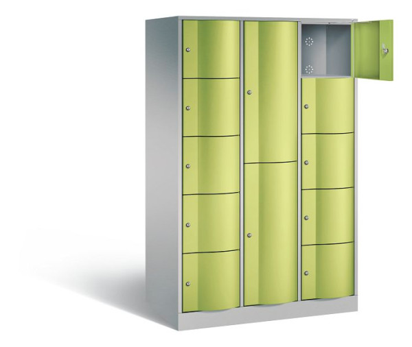 C+P Kombi-Schließfachschrank Resisto, H1950xB1148xT640mm, Farbe: Weißaluminium / Viridingrün, 8070-3731 S10018