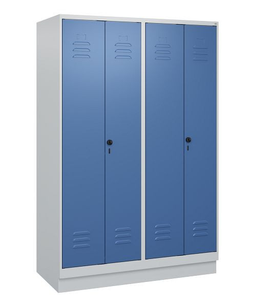 C+P Umkleidespind Classic PLUS SW, Sockel, 4 Abteile, 1800x1200x500mm, 7035/5023, Drehriegel, 0800227-40 S10005