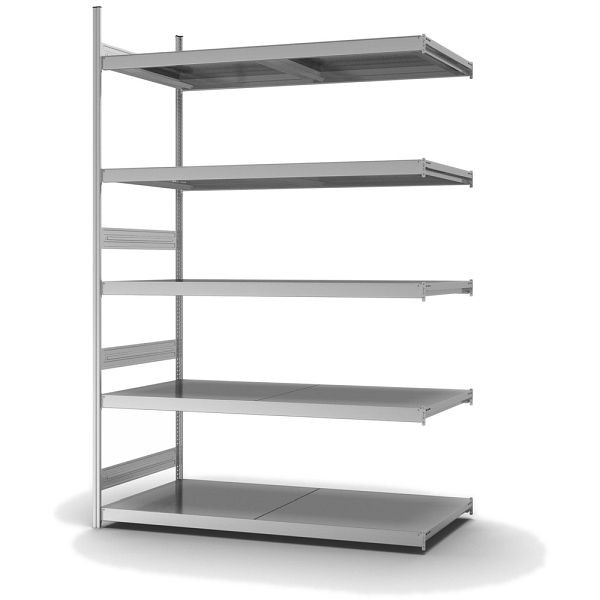 hofe Großfach-Anbauregal, 3000x800x2000 mm, 5 Fachebenen, verzinkt, 350 kg Fachlast, 2000 kg Feldlast, zweiseitige Bedienung, GZA30820B