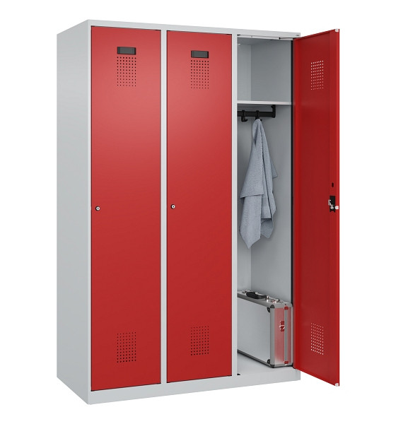 C+P Spind Evolo PLUS, 3 Abteile, 1850x1200x500mm, 7035/3000, Verschluss Zylinderschloss, Ablageböden 3, 049000-32 S10030