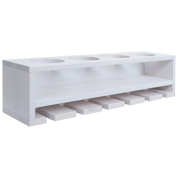 Mendler Weinregal HWC-P21, Glas-/Flaschenhalter Wandbar Regal für 4 Flaschen/6 Gläser Holz FSC 12x48x12cm, weiß, 139703