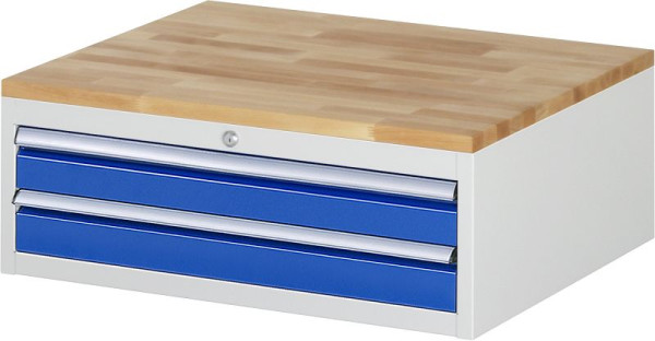 RAU Schubladenschrank Serie 7000, B770 x T650 x H285mm, 2 x Schublade-Größe-XL 2xH90 mm, Buche-Massiv-Arbeitsplatte, Stärke 25 mm, 03-XL1.3A-B.11