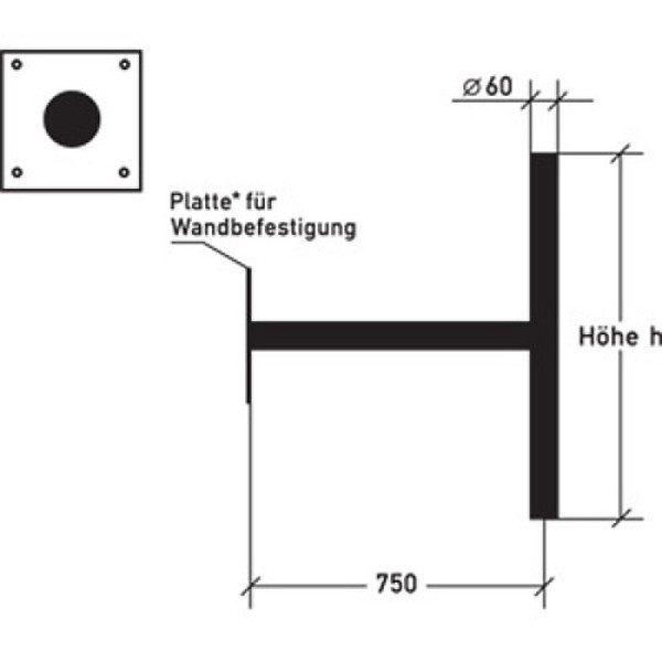 Stein HGS Ausleger für Wandbefestigung, mit Querpfosten/Höhe 1100 mm, alpwh110