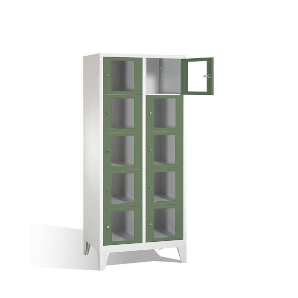 C+P Schließfachschrank Classic, H1850xB810xT500mm, Farbe: Lichtgrau / Resedagrün, 8010A225 S10004