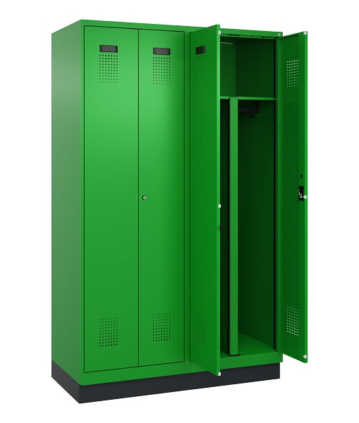 C+P PSA Schwarz-Weiß-Spind Evolo PLUS, mit Sockel, 4 Abteile, 1950x1200x500mm, 6, Zylinderschloss, 049022-40P S10053