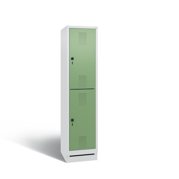 C+P Spind doppelstöckig Evolo, 1 Abteil, H1800xB420xT500 mm, Grau/Resedagrün, 48320-12 S10336