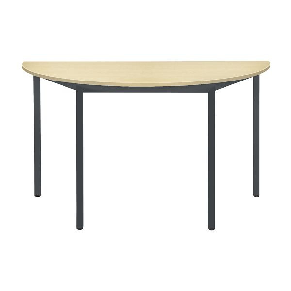 Bisley Mehrzwecktisch, Halbrund, Breite 1400 mm, Tiefe 700 mm, 25mm Tischstärke, 334 anthrazitgrau x MP ahorn, MTC25H1407MP334