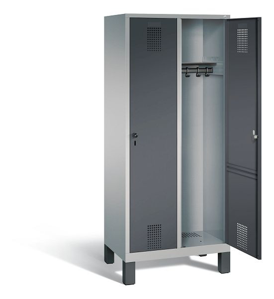 C+P Garderobenschrank Evolo, H1850xB810xT500mm, Farbe: Weißaluminium / Anthrazitgrau, 48010-22 S10525