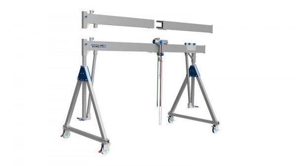 SCHILLING Alu Portalkran, fahrbar unter Last, klappbar, teilbarer 4 m Träger, klein, Traglast 1.500 kg, 1471540-4