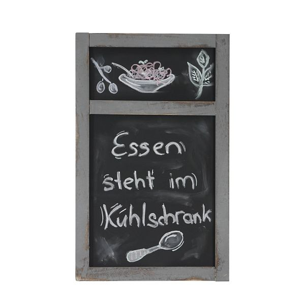 Mendler Werbetafel HWC-C51, Wandtafel Kreidetafel, 55x34x2cm, Holz Shabby-Look Vintage, grau, 36809