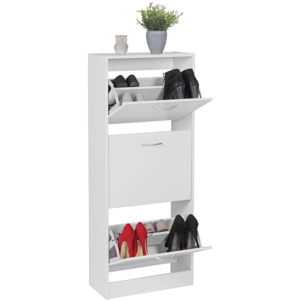 Wohnling Schuhschrank BELLA mit 3 Fächern zum Klappen, 125 cm, für 18 Paar, WL5.035