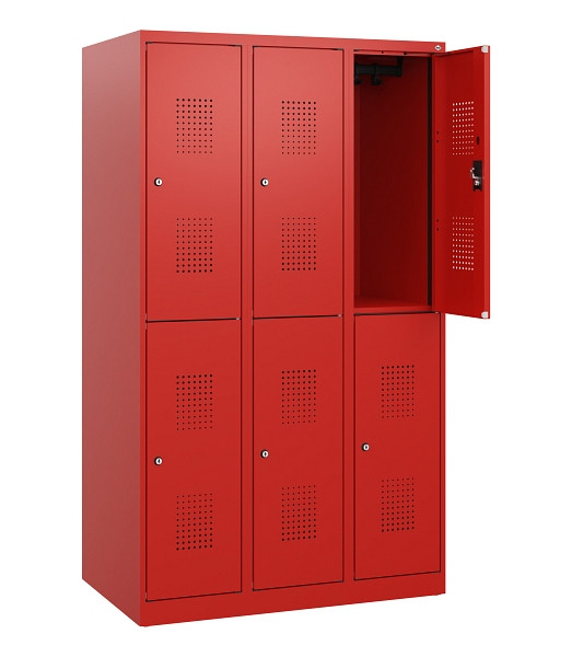 C+P Doppelstöckiger Spind Evolo PLUS, 6 Fächer, 1530x900x500mm, 3020/3020, Zylinderschloss, 0493005-30 S10076