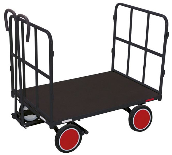 VARIOfit Handpritschenwagen mit 2 Rohrgitterwänden, Außenmaß: 1.120 x 715 x 1.200 mm, RAL 7016 anthrazitgrau, Radsatz: Vollgummibereifung, zu-42119/AG