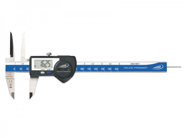 HELIOS PREISSER Digitaler Taschenmessschieber, DATA VARIABLE, Kreuzspitzen 40mm, rundes Tiefenmaß, Messbereich 50 mm, 1320518