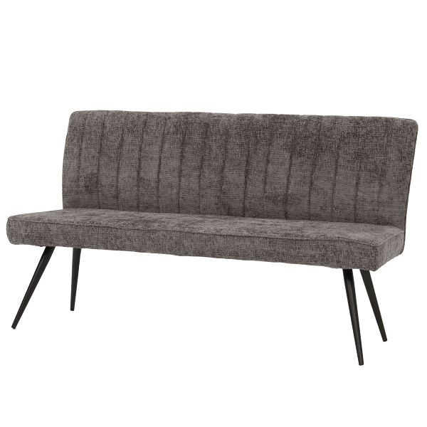 Mendler Sitzbank HWC-K16, Esszimmerbank Bank Polsterbank, Rückenlehne Stoff/Textil Chenille Metall 160cm, grau-braun, 108192+108193