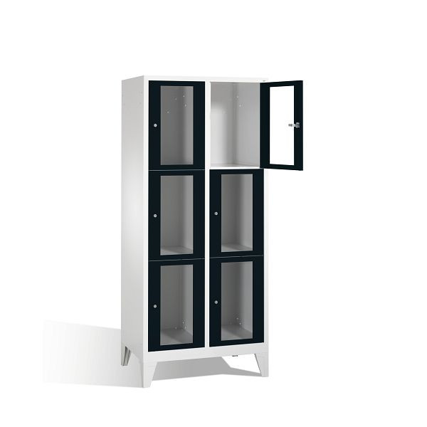 C+P Schließfachschrank Classic, H1850xB810xT500mm, Farbe: Lichtgrau / Schwarzgrau, 8010A223 S10005