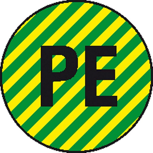SafetyMarking Etiketten -Kennzeichnung elektrischer Leiter-, PE, Schutzleiter, Ø 1,25 cm, Folie, selbstklebend, VE: 40 Stück/Bogen, 30.1601
