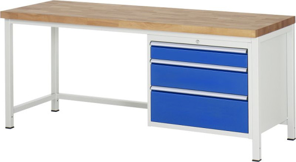 RAU Werkbank Serie 8000 - Modell 8259, B2000 x T700 x H840 mm, Systemunterbau B1995 x T650 x H800 mm, 03-8259A1-207B4S.11