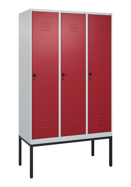 C+P Umkleidespind Classic PLUS, Gestell, 3 Abteile, 2120x1200x500mm, 7035/3003, Drehriegel, 0800307-32 S10001