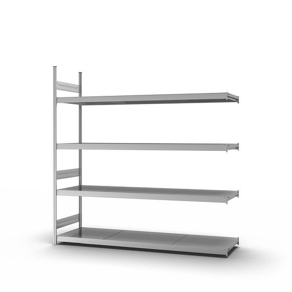 hofe Großfach-Anbauregal, 2500x600x2500 mm, 4 Fachebenen, verzinkt, 350 kg Fachlast, 1750 kg Feldlast, zweiseitige Bedienung, GZA25625B