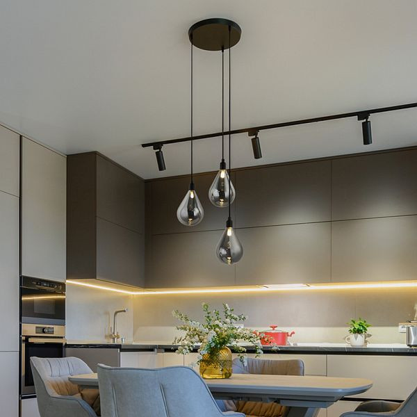 HOME DELUXE Hängeleuchte aus Glas CELIA Rauchgrau, 3-flammig, 61080