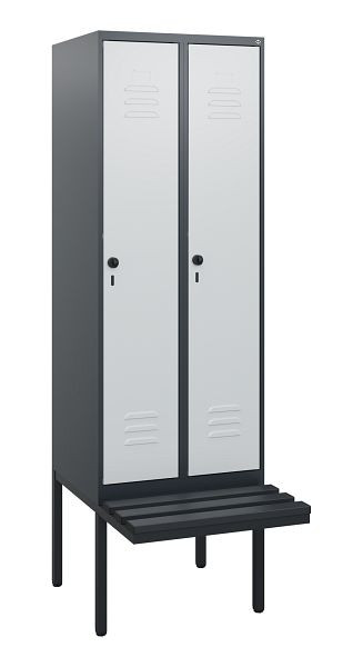 C+P Umkleidespind Classic PLUS, 2 Abteile, 1950x600x815mm, 7016/7035, Drehriegel, 0800405-20 S10043