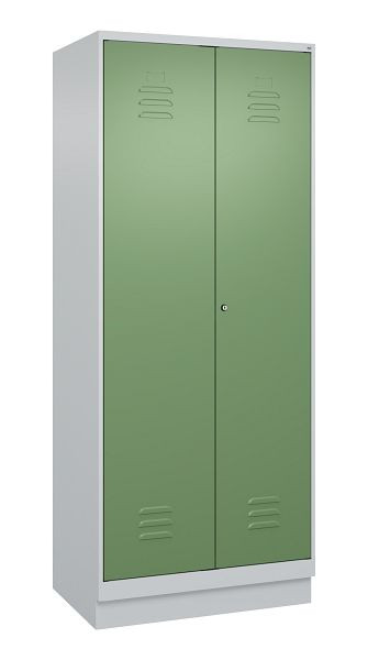 C+P Mehrzweckschrank Classic PLUS, Wäsche-Spind, Sockel, 2 Abteile, 1950x800x500mm, 7035/6011, Zylinderschloss, 080022-22B S10021