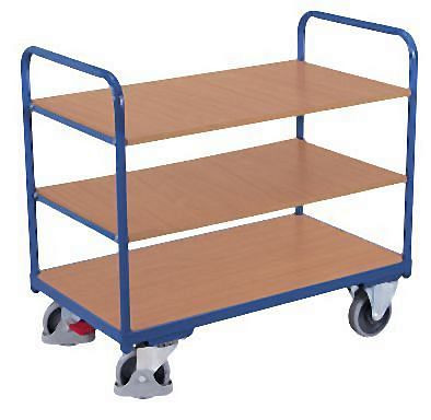 VARIOfit Etagenwagen niedrig, Außenmaße: 1.260 x 800 x 990 mm, RAL 5010 enzianblau, Ladehöhe: 255 / 535 / 810 mm, sw-800.240