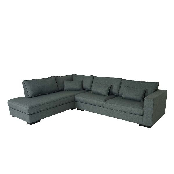 Mendler Ecksofa HWC-J58, Couch Sofa mit Ottomane links, Made in EU, wasserabweisend, Stoff/Textil grau, 81874+81875