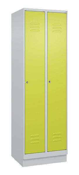 C+P Umkleidespind Classic PLUS, Sockel, 2 Abteile, 1950x600x500mm, 7035/0024, Zylinderschlösser, 080020-20 S10025