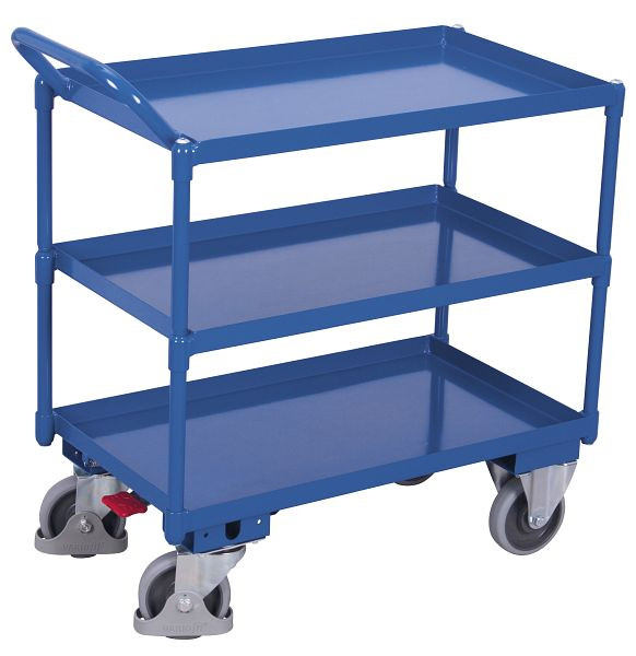 VARIOfit Tischwagen mit 3 Ladeflächen, Außenmaße: 1.015 x 500 x 1.025 mm, RAL 5010 enzianblau, Ladehöhe: 245 / 560 / 875 mm, sw-500.698