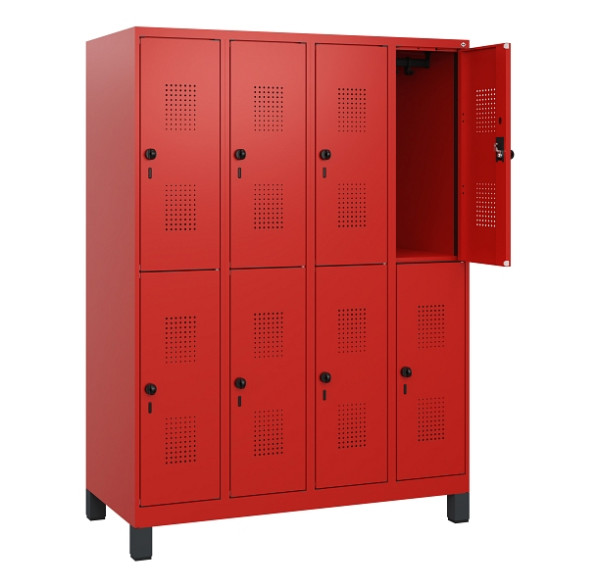 C+P Doppelstöckiger Spind Evolo PLUS, Füße, 8 Fächer, 1630x1200x500mm, 3020/3020, Drehriegel, 0493105-40 S10034