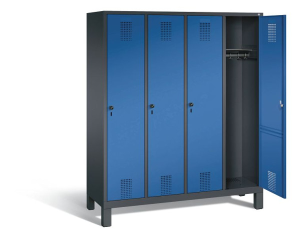 C+P Garderobenschrank Evolo, H1850xB1590xT500mm, Farbe: Schwarzgrau / Enzianblau, 48010-42 S10035