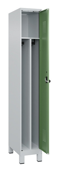 C+P Spind Evolo PLUS, mit Füßen, 1 Abteil, 1950x300x500mm, 7035/6011, Verschluss Drehriegel, 049010-10F S10010