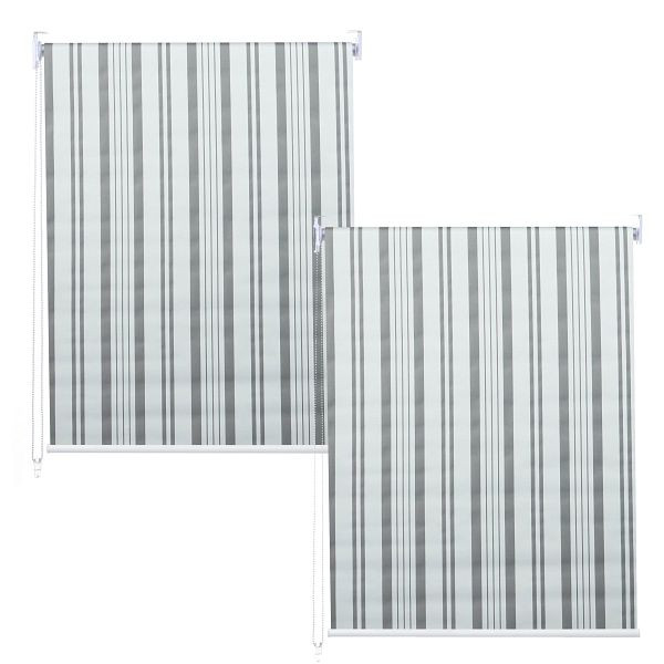 Mendler 2er-Set Rollo HWC-D52, Fensterrollo Seitenzugrollo Jalousie, 100x160cm Sonnenschutz blickdicht, grau/weiß, 2x63347