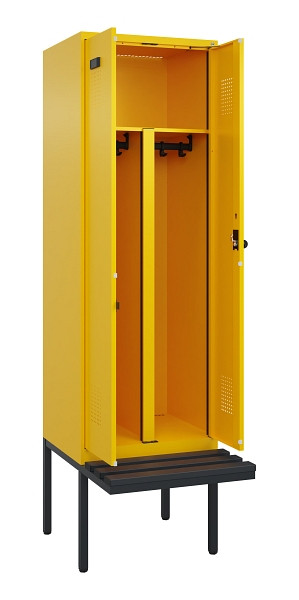 C+P PSA Doppel-Spind Evolo PLUS, Bank, 2 Abteile, 2120x600x815mm, 1023/1023, Drehriegel, Material Sitzfläche Kunststoff, 0490427-20P S10076